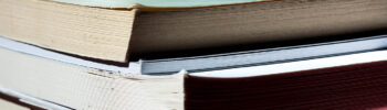 close up of a stack of books small